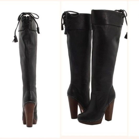 Steven Steve Madden Gwenn Knee High Boots Size 9 10 Black Leather Platform New